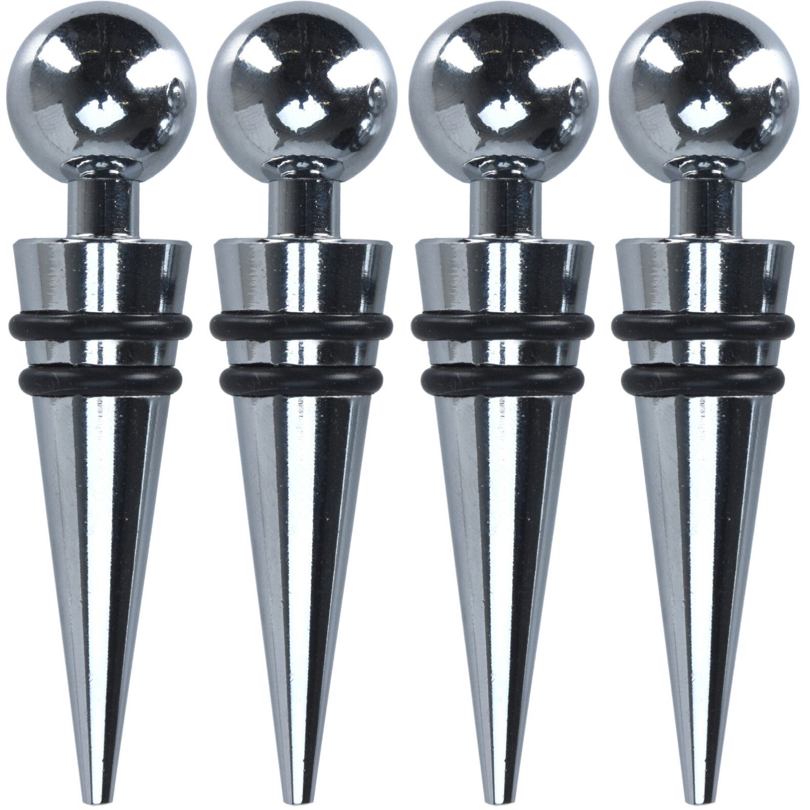 Koopman Flaschenverschluss Flaschenstöpsel Metallverschluss Edelstahl 4 er Set, (4-tlg), 4 tlg, Silikonringe, Edelstahl, 10cm, Standartgröße