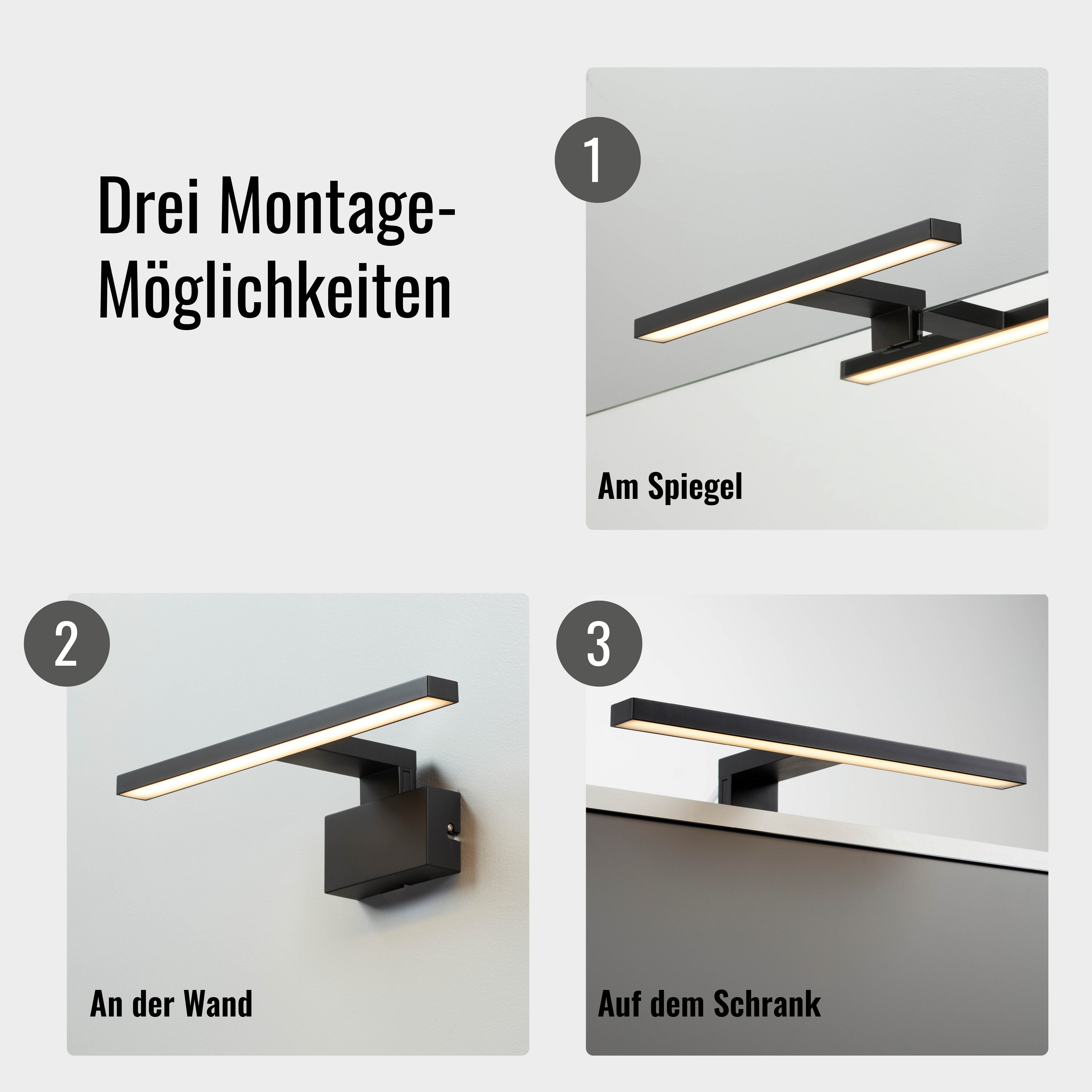 Loevschall Spiegelleuchte Lagan NextGen, Badezimmer Lampe, LED Spiegelleuchte, LED fest integriert, Neutralweiß, Tageslichtweiß, Warmweiß, Spiegellampen für das Bad