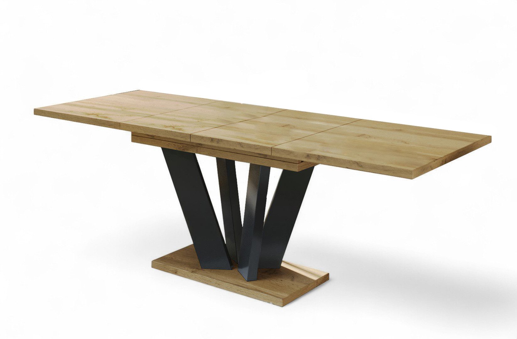 Endo-Moebel Esstisch Alex 130-210 cm Säulen Tisch erweiterbar Tischbeine schwarz ausziehbar, Ausziehbar 130-210 cm (2x40 cm), Platte 36mm, Gestell schwarz matt