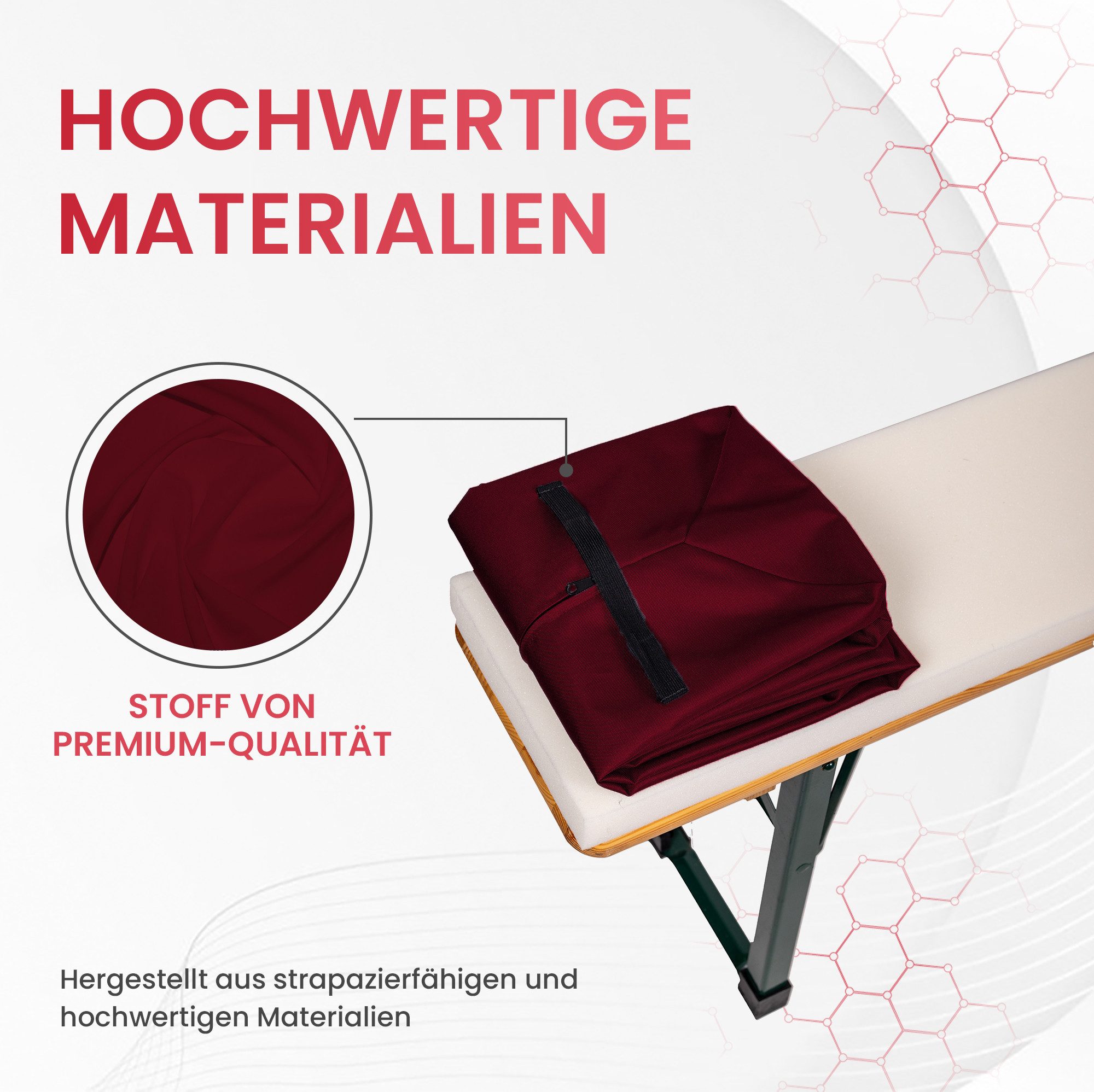 TexDeko Bankauflage mit Reißverschluss und Polsterung zum selber Aufziehen, (1 St), 220x25x2cm/4cm, Top Qualität