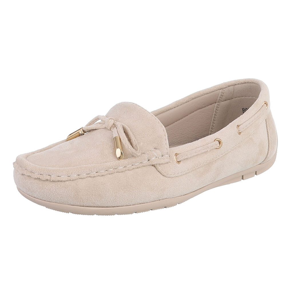 Ital-Design Damen Mokassin mit elegantem Design und optimalem Komfort Slipper (91261008) Flach Mokassins in Beige