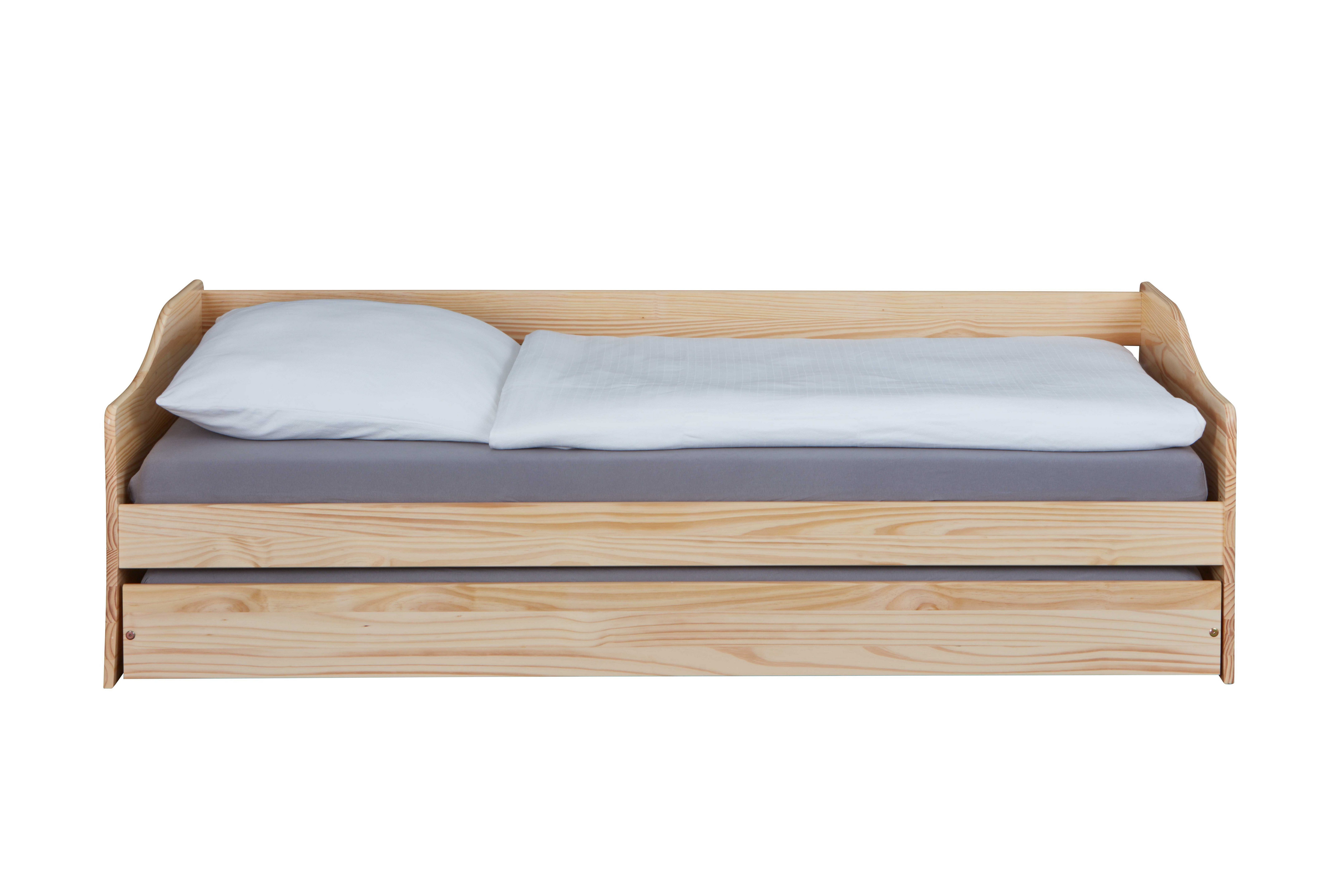 Inter Link Funktionsbett Leonie Modell'23 natur, 2x 90x200, Massivholz, mit Lattenrost, in versch. Farben, Schublade