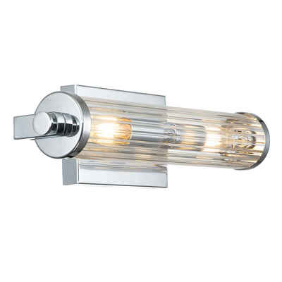 etc-shop Wandleuchte, Wandlampe Wandleuchte Badezimmerlampe chrom Feuchtraum Glas IP44 H