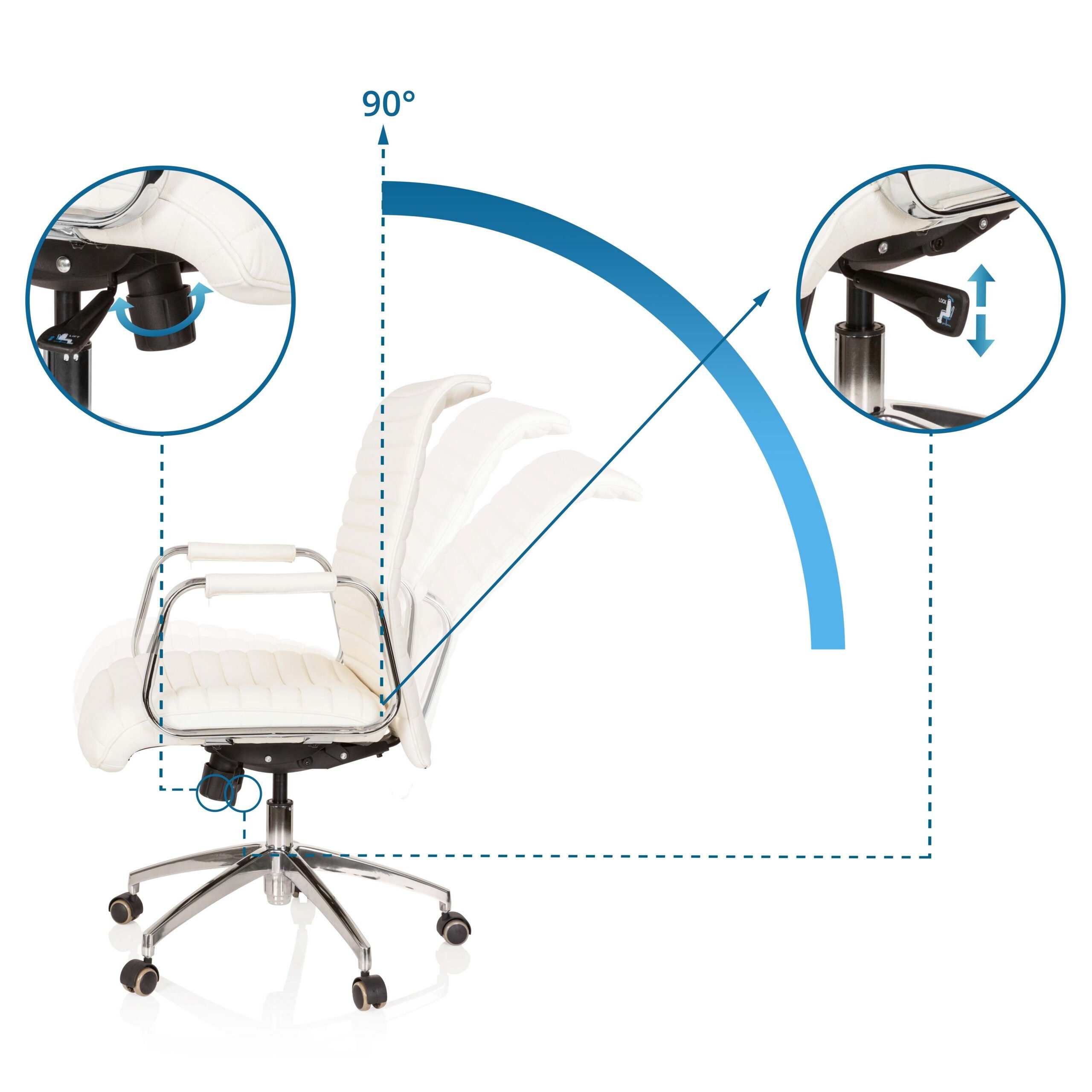 hjh OFFICE Chefsessel Profi Chefsessel Aspera 10 Leder mit Armlehnen, Drehstuhl Bürostuhl ergonomisch