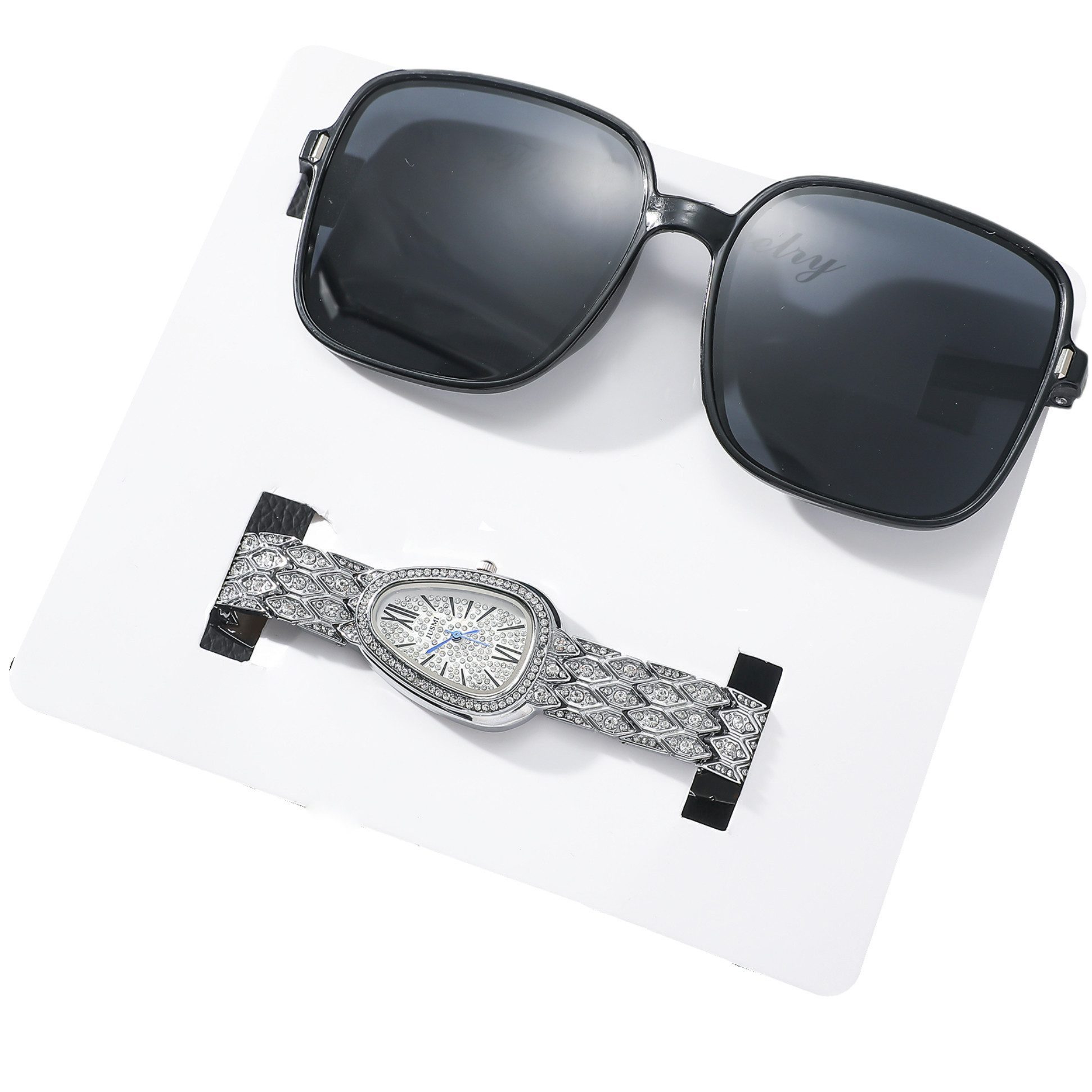 Luckice Sonnenbrille Elegante Damen-Quarzuhr mit modischer Sonnenbrille (Geschenkbox – Perfektes Set für stilvolle Accessoires Premium-Etui, Minimalistische Sonnenbrille, für Outdoor-Aktivitäten, Ultraleicht,Polarisiert, Unisex Design) Polarisierte Gläser, 2-St)