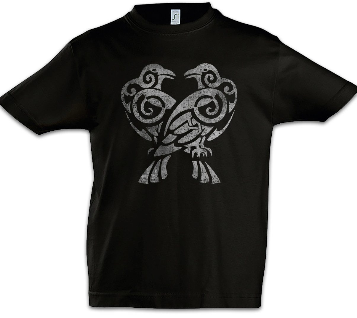 Urban Backwoods Print-Shirt Hugin And Munin IV Kinder T-Shirt Runen Runes Raben Walhalla Odin Thor (1-tlg) Norse Raven Vikings Wikinger