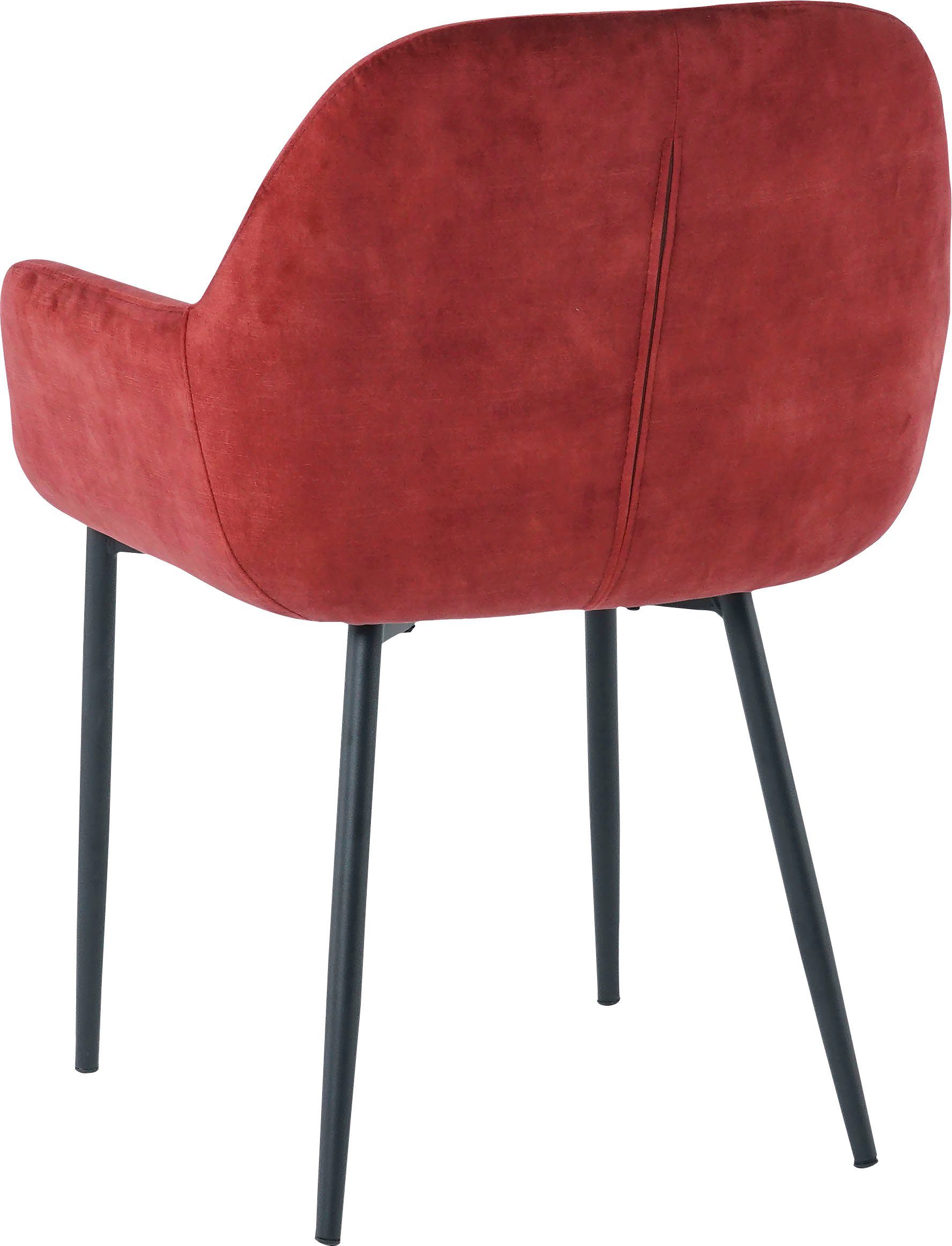 SIT Armlehnstuhl Rot/schwarz glamouröser Samtoptik | (Set, Bezug 2 in Rot St)