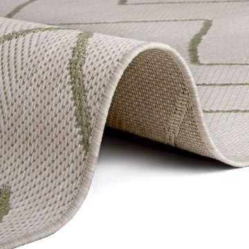 Teppich Teppich Kenia rechteckig In- / Outdoor Zickzack Design creme grün, Teppich Boss, rechteckig, Höhe: 3 mm