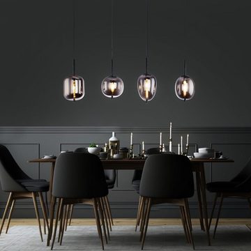 etc-shop LED Pendelleuchte, Leuchtmittel inklusive, Warmweiß, Vintage Glas Pendel Decken Leuchte Wohn Zimmer Hänge Lampe rauch im