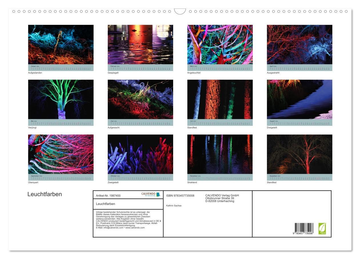 Thumbnail - CALVENDO Wandkalender Leuchtfarben (Wandkalender 2026 DIN A2 quer), CALVENDO Monatskalender