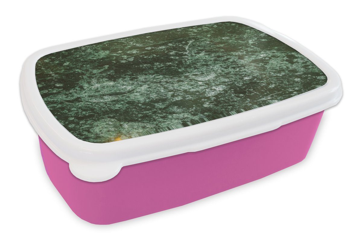 MuchoWow Lunchbox Eiscreme - Grün - Textur, Kunststoff, (2-tlg), Brotbox für Erwachsene, Brotdose Kinder, Snackbox, Mädchen, Kunststoff rosa
