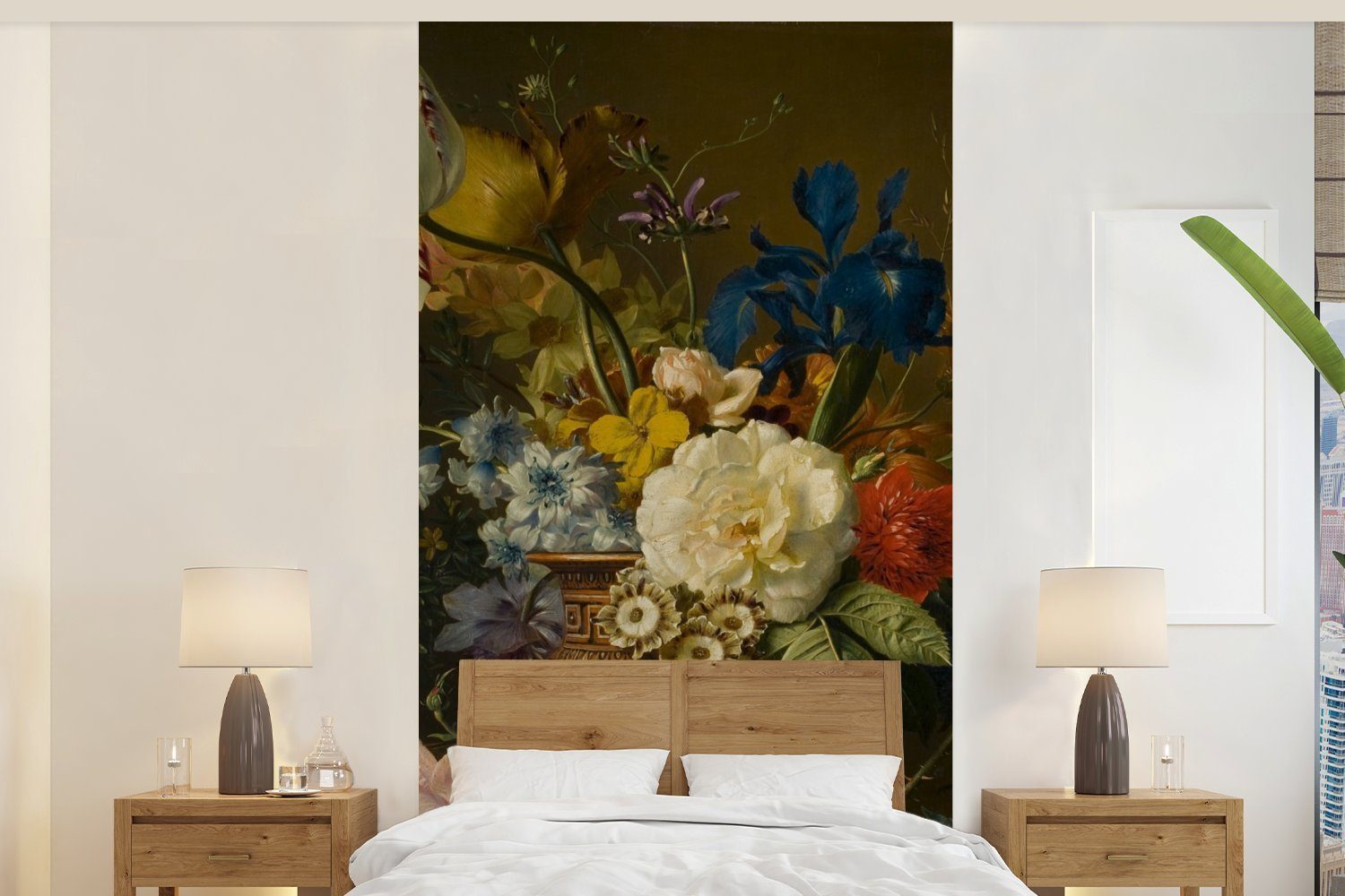 MuchoWow Fototapete Stilleben mit Blumen - Gemälde von G.J.J Van Os, Matt, bedruckt, (2 St), Vliestapete für Wohnzimmer Schlafzimmer Küche, Fototapete