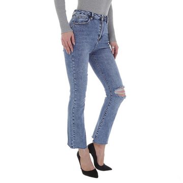 Ital-Design Bootcut-Jeans Damen Freizeit Destroyed-Look Stretch Bootcut Jeans in Blau