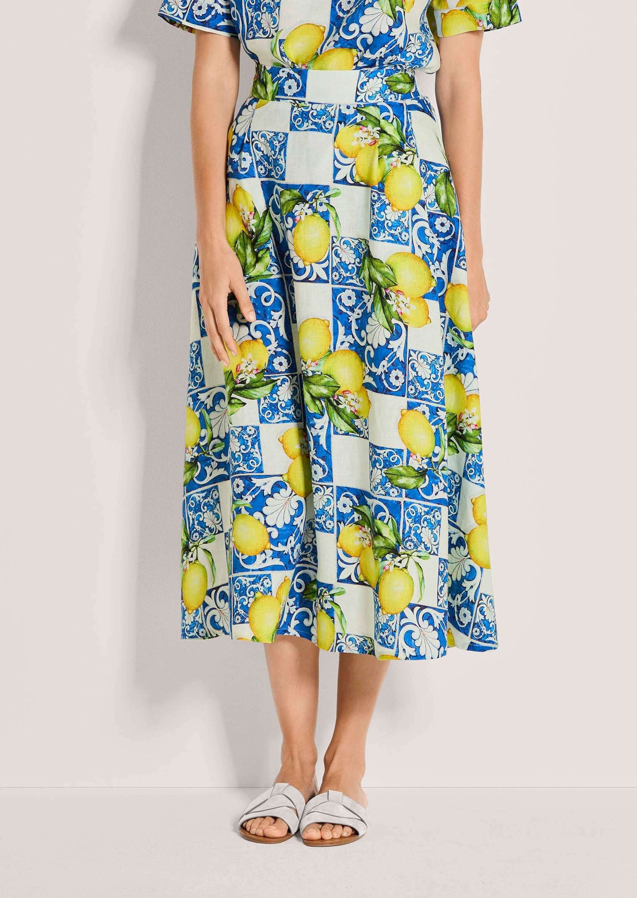 MADELEINE Maxirock Midirock mit Zitronen-Design Sommerrock mit Teildehnbund günstig online kaufen