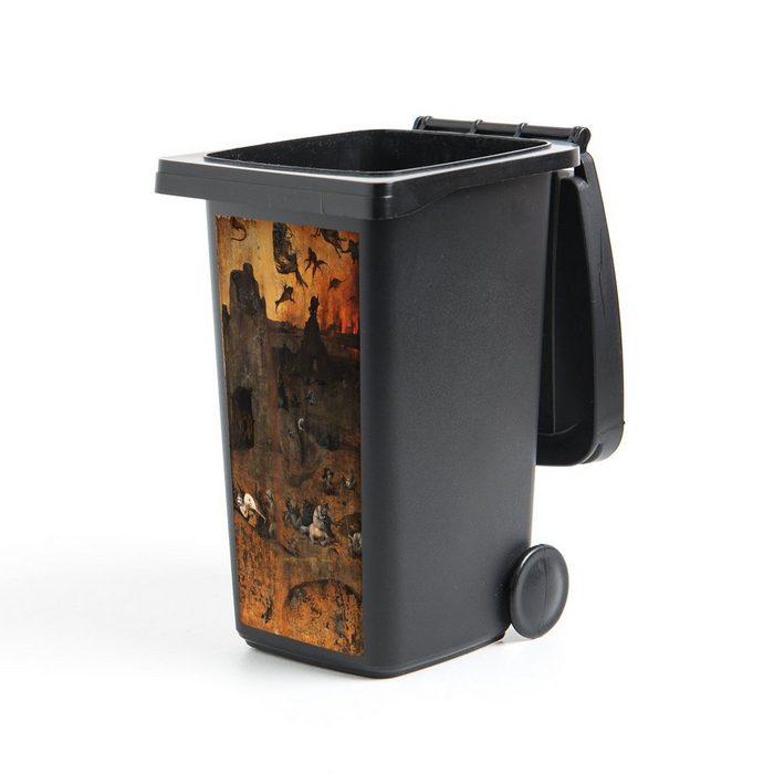 MuchoWow Wandsticker Sintflut und Hölle - Gemälde von Hieronymus Bosch (1 St) Mülleimer-aufkleber Mülltonne Sticker Container Abfalbehälter