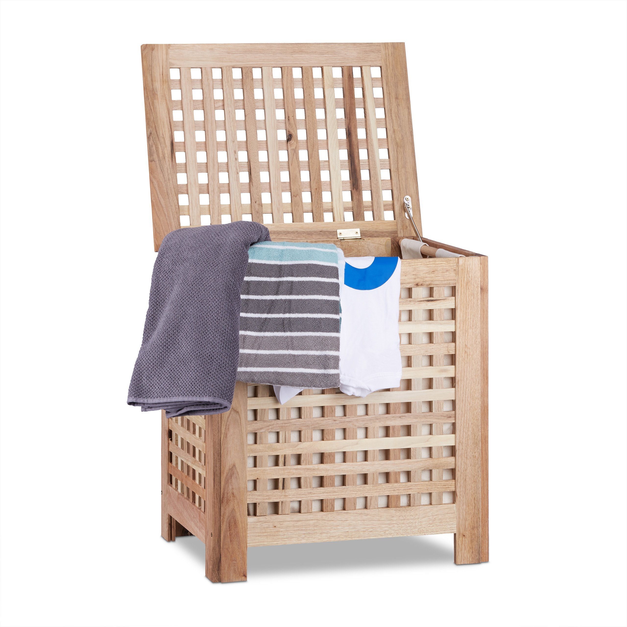 relaxdays Wäschetruhe Walnuss günstig online kaufen