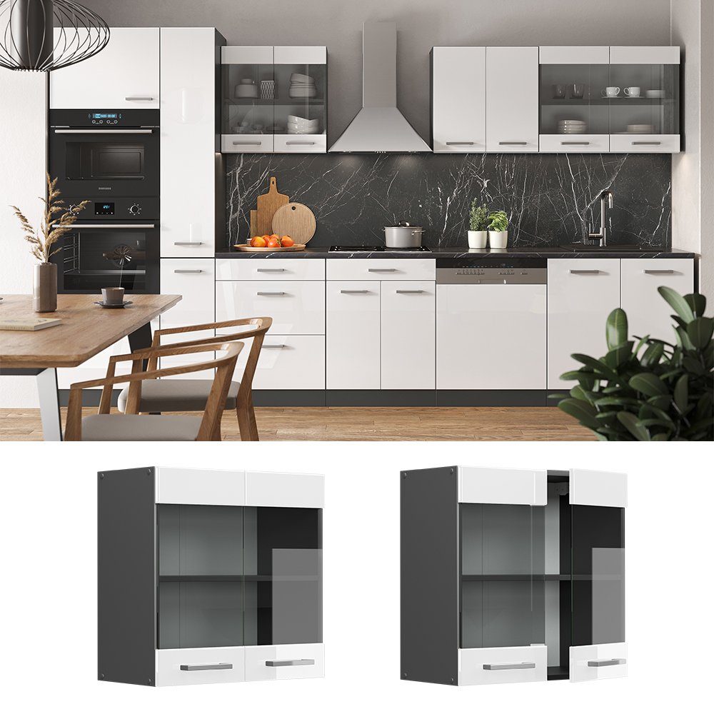 Vicco Glashängeschrank R-Line, Weiß Hochglanz/Anthrazit, 60 günstig online kaufen