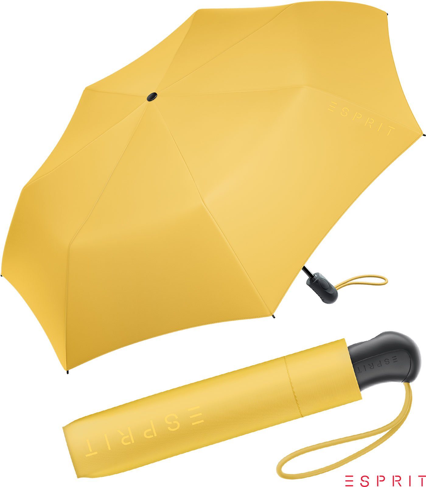 Esprit Taschenregenschirm Damen Easymatic Light in praktisch, Automatik 2022 stabil, Trendfarben mimosa, den neuen HW Auf-Zu gelb 