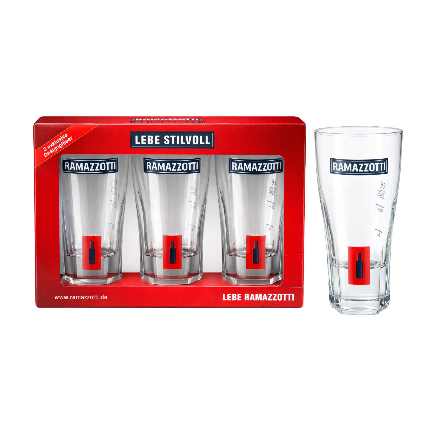 rastal Schnapsglas Original Ramazzotti Glas 2 cl/4 cl geeicht Aperitif Likör 3er Set, 3-tlg., Original 3er-Set für stilvollen Ramazzotti-Genuss