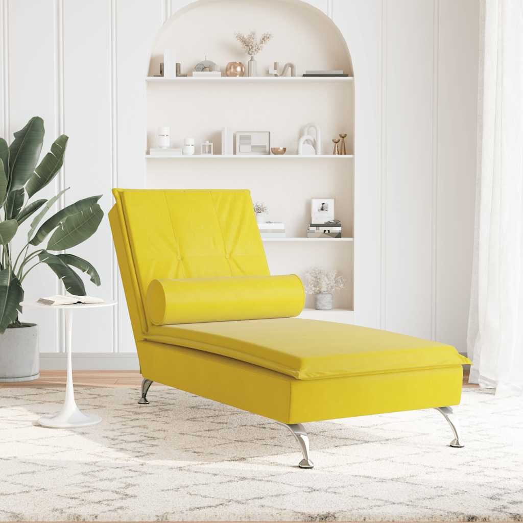vidaXL Chaiselongue Massage-Chaiselongue mit Nackenrolle Gelb günstig online kaufen