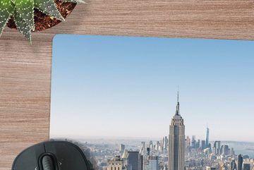 MuchoWow Gaming Mauspad Großartige Aussicht auf Manhattan und das Empire State Building (1-St), Mousepad mit Rutschfester Unterseite, Gaming, 40x40 cm, XXL, Großes