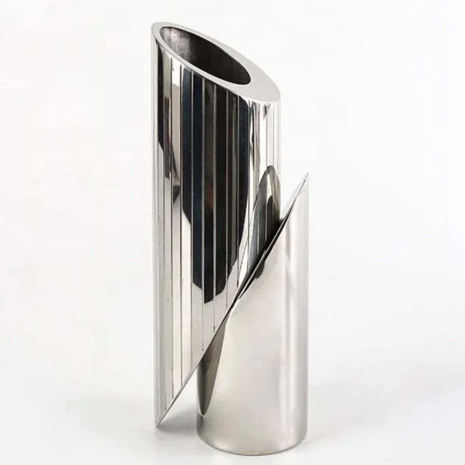 Quality Elegance Dekovase Edelstahl Vase Silber-Abstrakte Moderne Tischdekoration