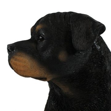 colourliving Tierfigur Hunde Figur Rottweiler sitzend Hund Tierfigur 30cm, handbemalt, mit Filzplättchen, realistische Darstellung