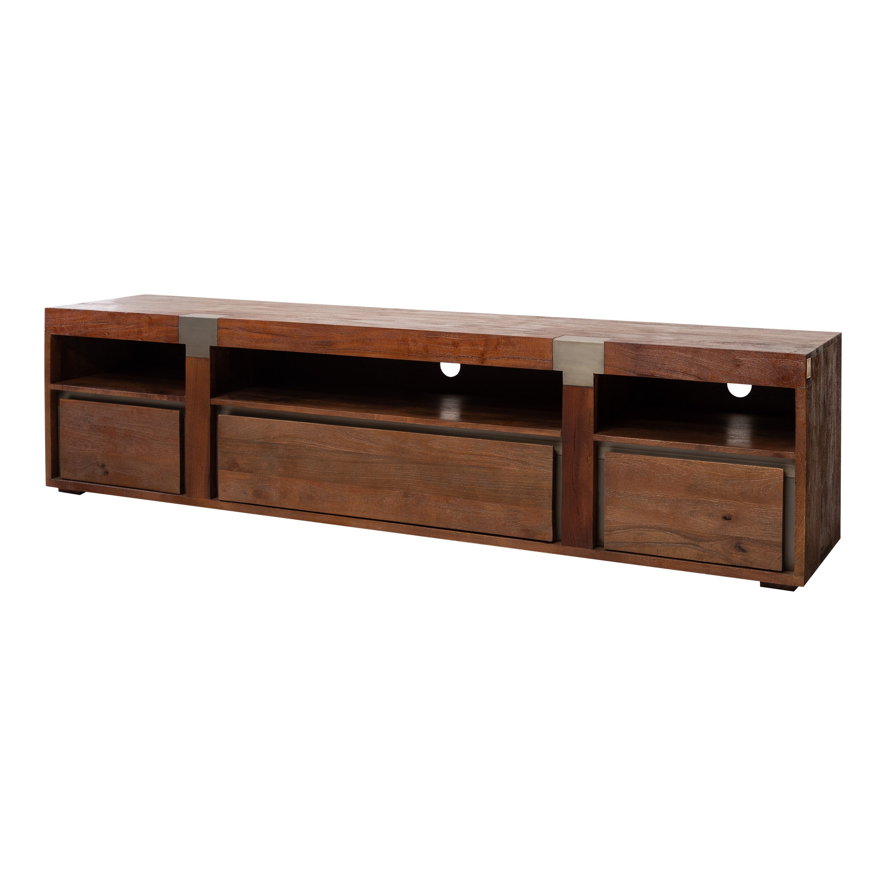 Massivmoebel24 TV-Board AMSTERDAM Mango Massivholz braun (Massivholz montiert 81 kg AMSTERDAM #26), Mango 220x48x55 cm (BxTxH) braun lackiert
