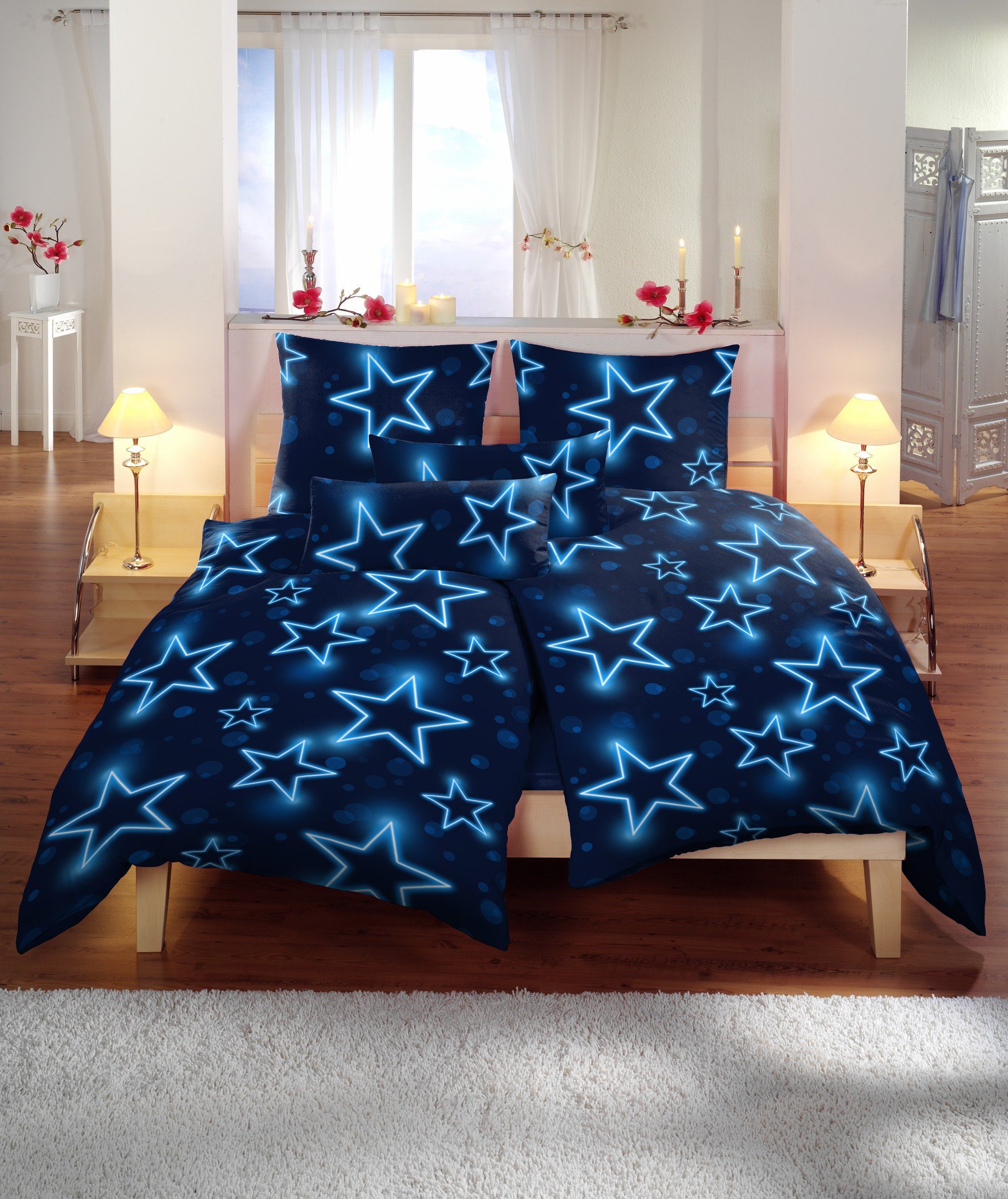 One Home Bettwäsche Sterne, Microfaser, 6 teilig, leuchtoptik inkl. Extra K günstig online kaufen