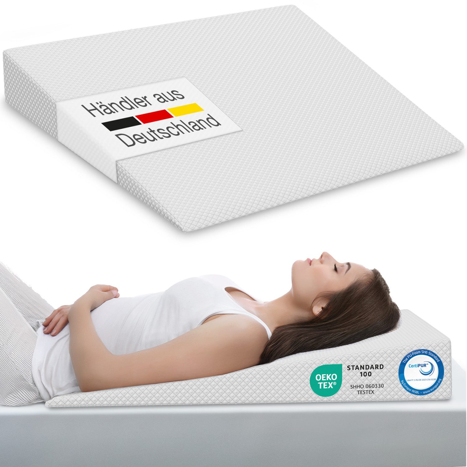 Matratzenkeil / Bettkeilkissen 90x100cm, versch. Größen, Visko, waschbarer günstig online kaufen