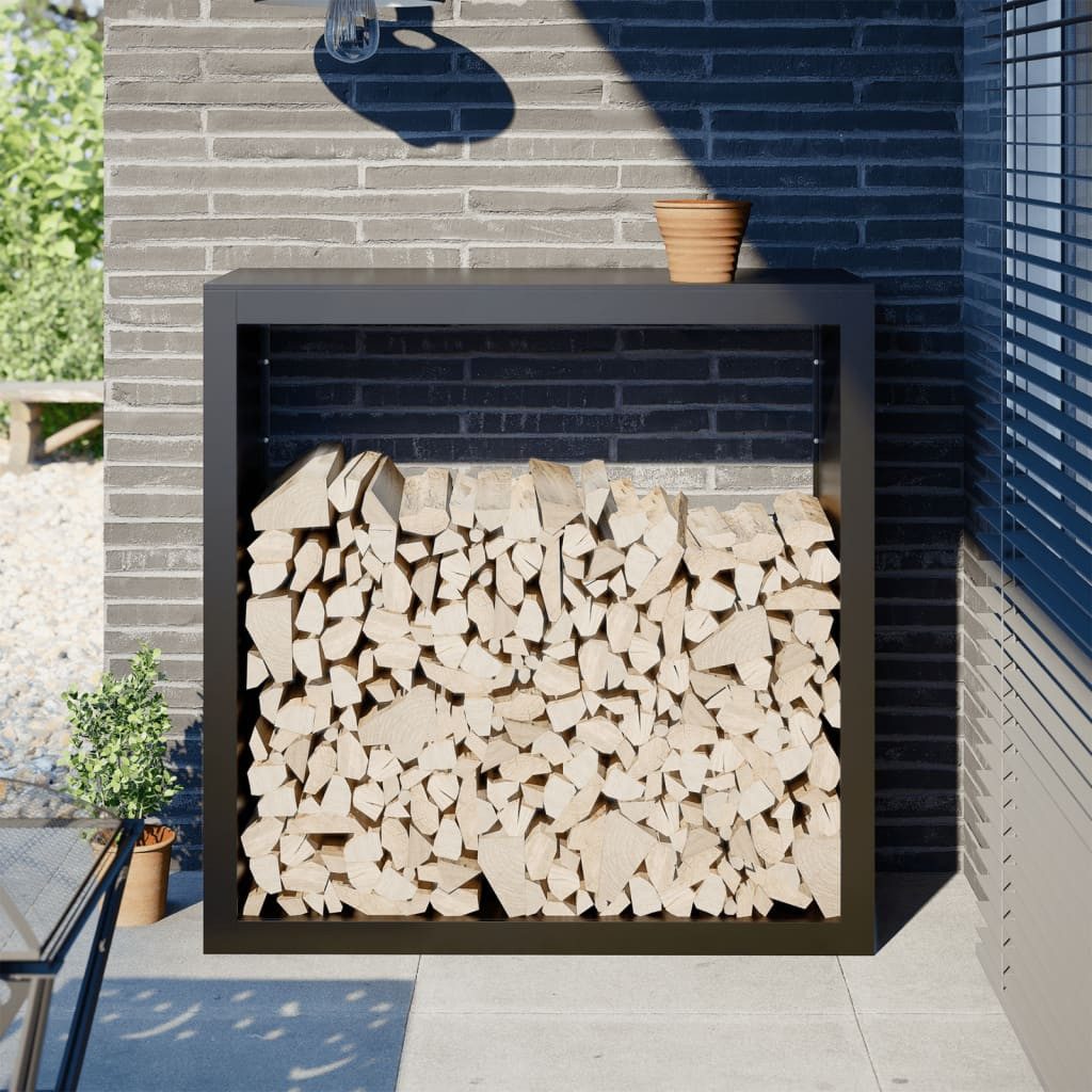 vidaXL Kaminholzregal, Brennholzregal Schwarz 100x40x100 cm günstig online kaufen