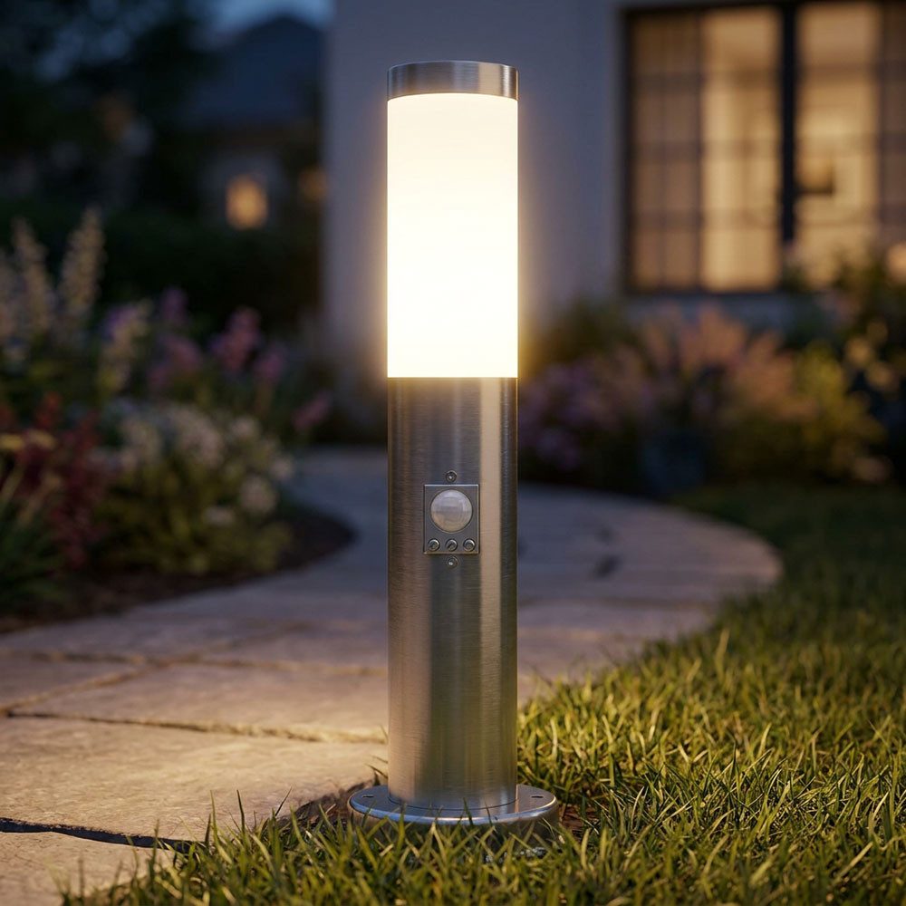 GLOBO LIGHTING LED Außen-Stehlampe, Leuchtmittel inklusive, Warmweiß, Stehlampe Gartenleuchte Edelstahl LED Wegeleuchte Außenleuchte mit