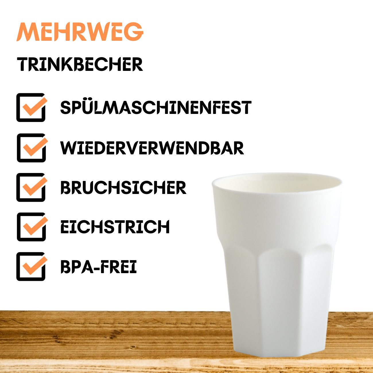 Engelland Becher Kunststoffbecher in modernen Pastellfarben, Mehrweg, 10-tlg., Kunststoff, spülmaschinengeeignet, bruchfest, wiederverwendbar, 250 ml, 0,25 Liter