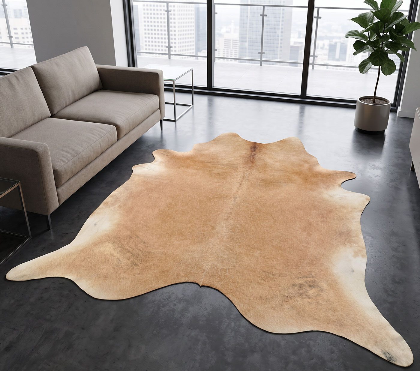 KUHFELL online & NOMAD Fellteppich Kuhfell Beige Rinder Fell Teppich Hellbraun Beige in L & XL