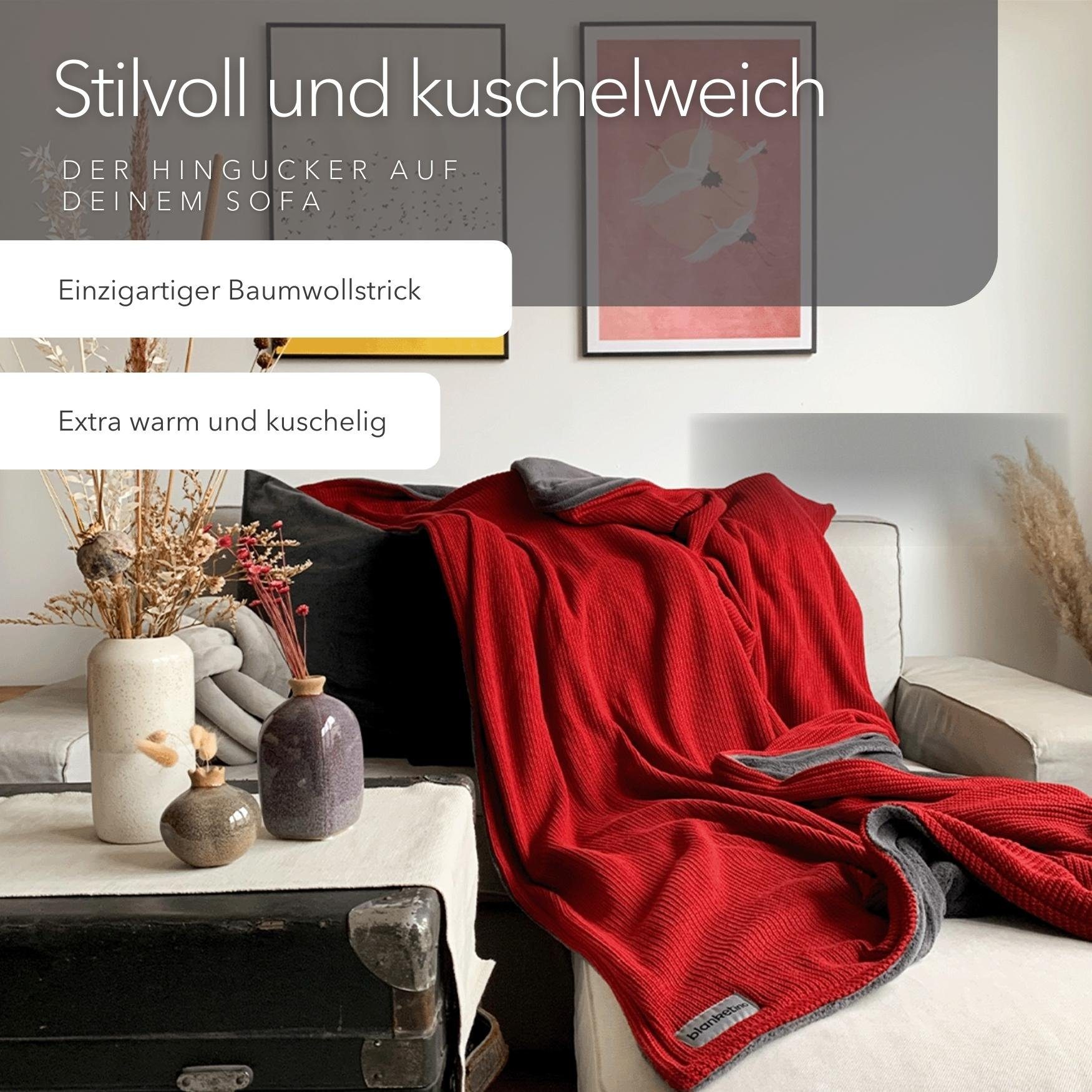 Wohndecke flauschige Kuscheldecke, wärmende Couchdecke im Strick Design, bl günstig online kaufen