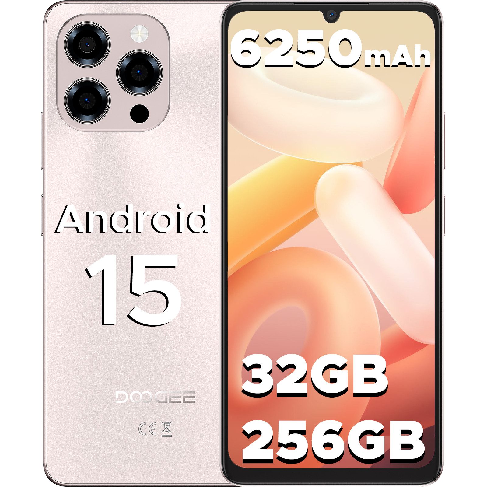 DOOGEE NOTE 58 PRO Android 15, 256GB Octa Core 6.75" HD+ 90Hz Ohne Vertrag Smartphone (6.75 Zoll, 256 GB Speicherplatz, 16 MP Kamera, 6250mAh Akku, 16MP+8MP Kamera, Dual SIM, NFC, Fingerabdruck)