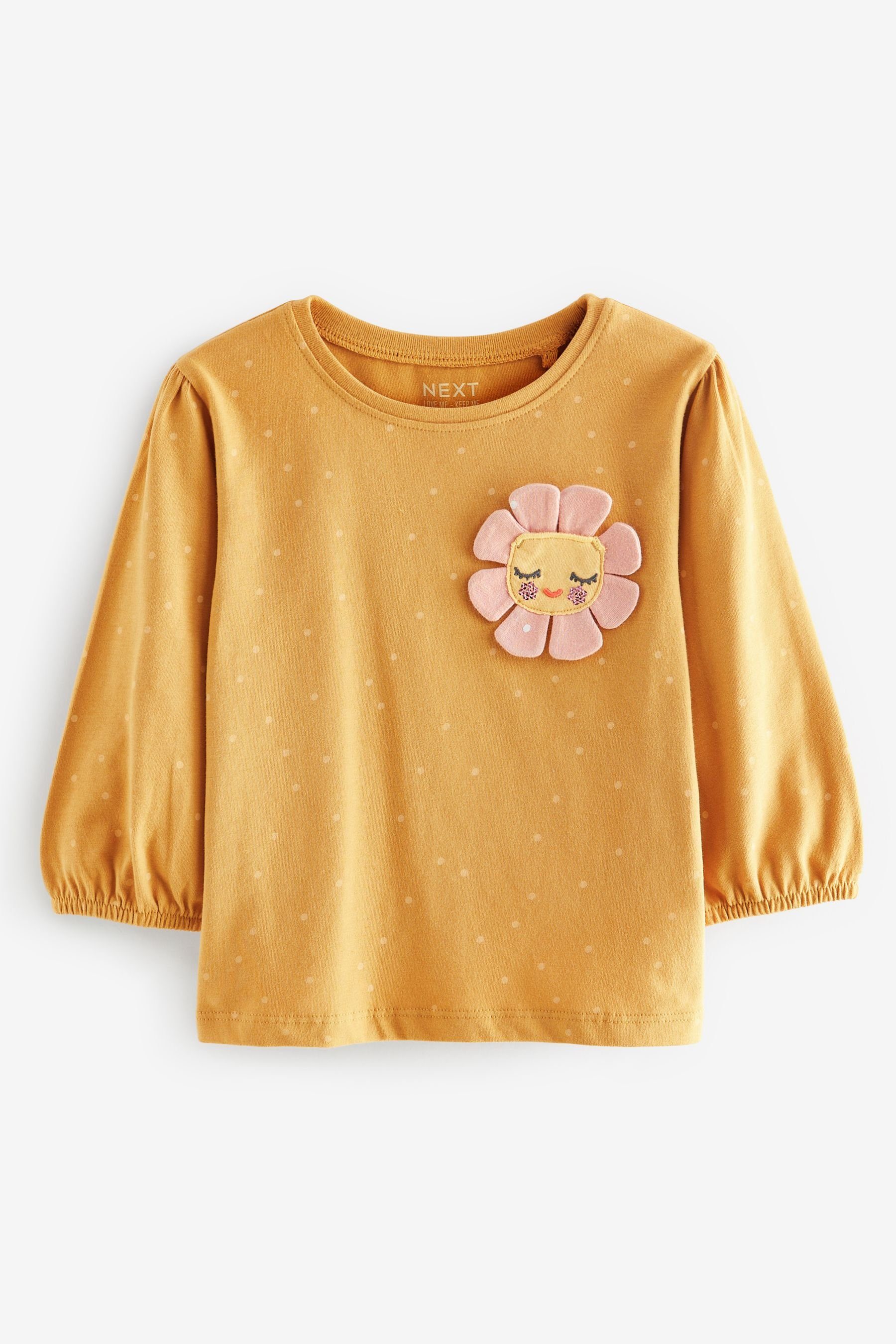 Next Langarmshirt Langarm-T-Shirt aus Baumwolle mit Tasche (1-tlg) Ochre Flower