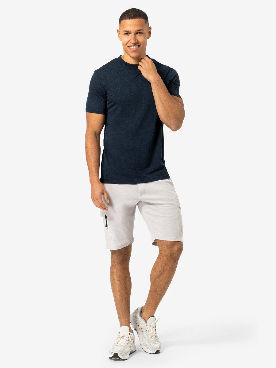 SUPER.NATURAL T-Shirt für Herren, nachhaltig, Merino casual, gerippter Kragen