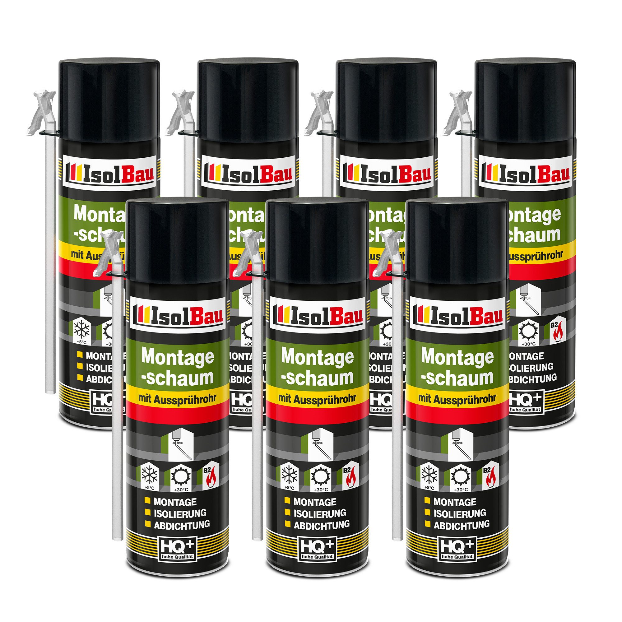 None Montagekleber Montageschaum 7 Dose 500 ml Bauschaum für Montage, Isolierung, PCV-Profile Holz und Holzwerkstoffe Ziegelsteine Beton Gipsund Metall