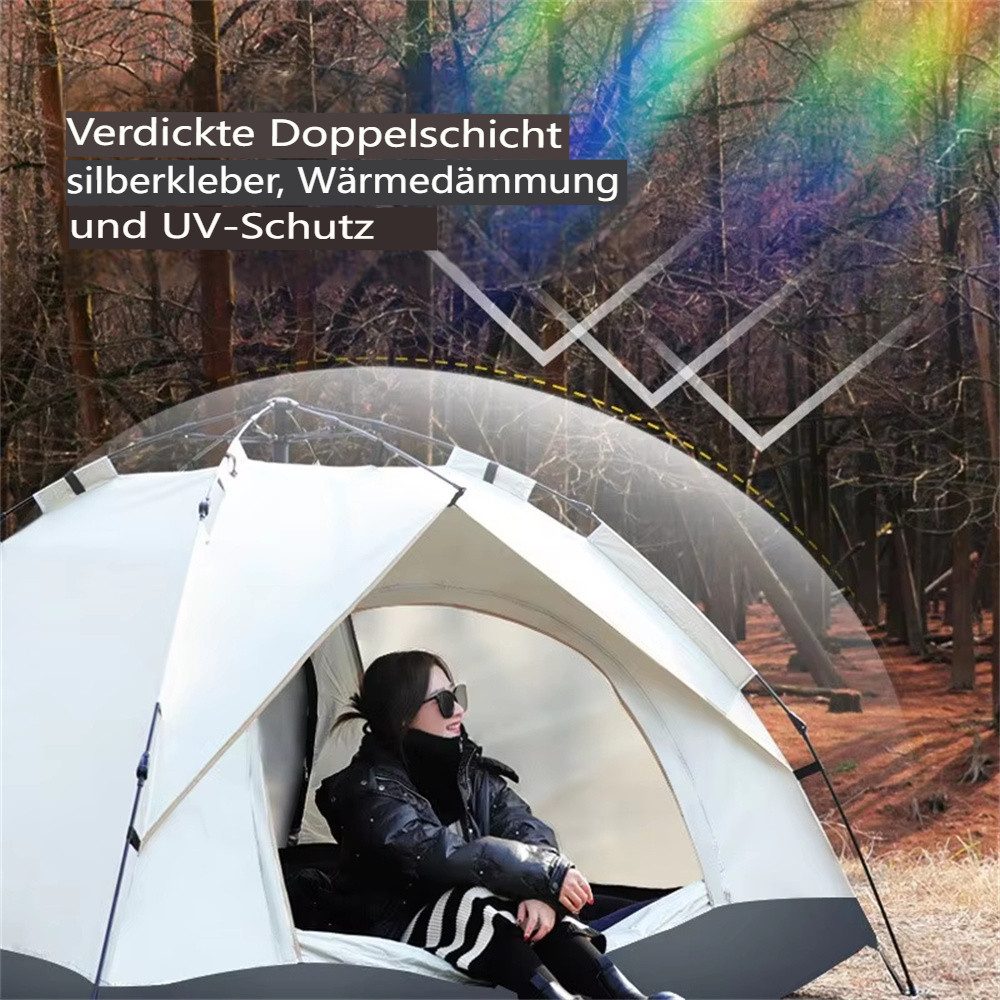 Insma Faltzelt Automatisches Campingzelt 600D Oxford Für 3-4 Personen, (mit Doppeltüren und Fenster, regendichte Abdeckung), Sonnenschutz, Winddicht 200 x 200 x 145 cm