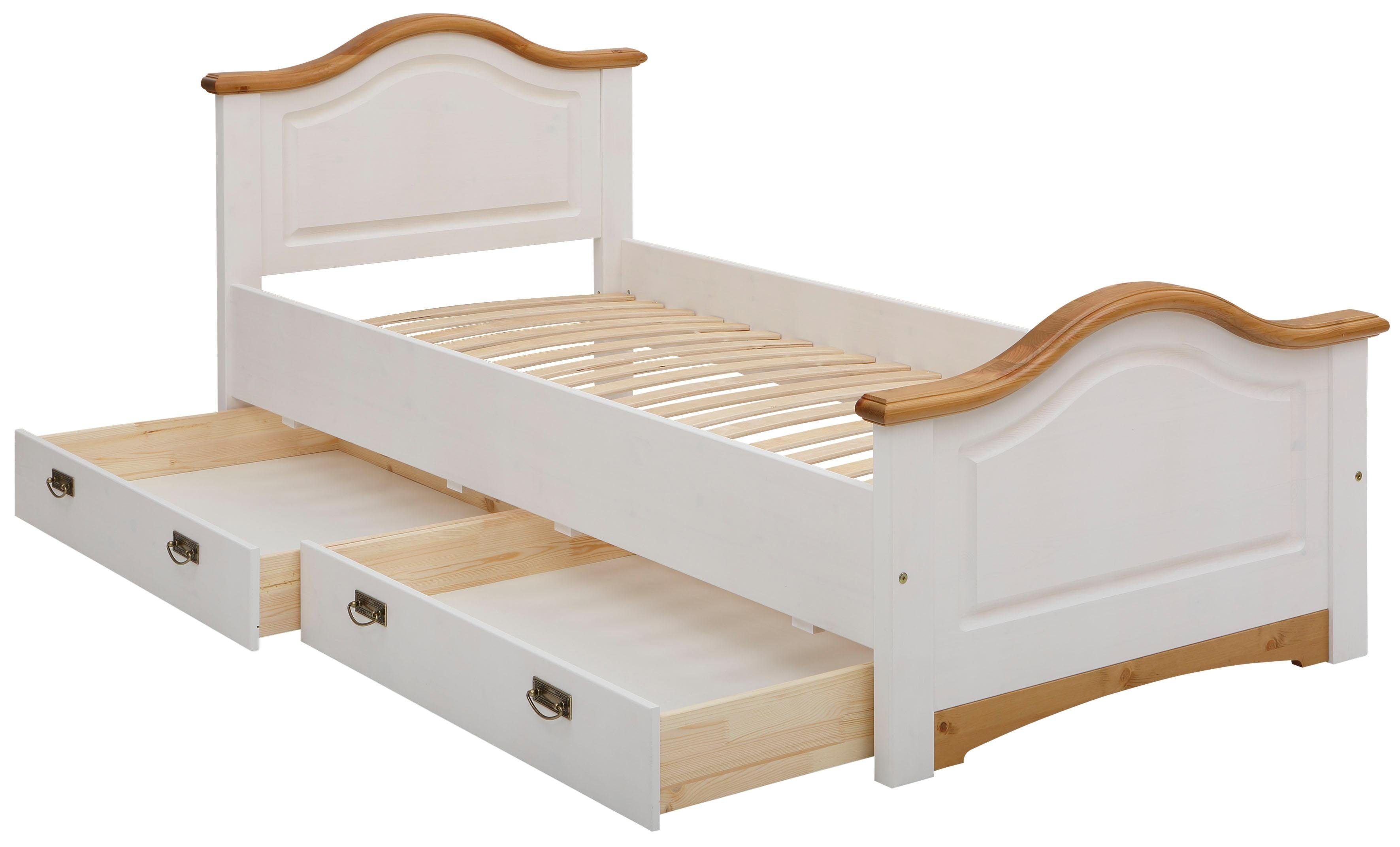OTTO home Massivholzbett Konrad, Stauraumbett, Messinggriffe, rustikaler Landhausstil, mit FSC®-zertifiziertem Massivholz, Liegehöhe 40 cm – Bild 5 von 5