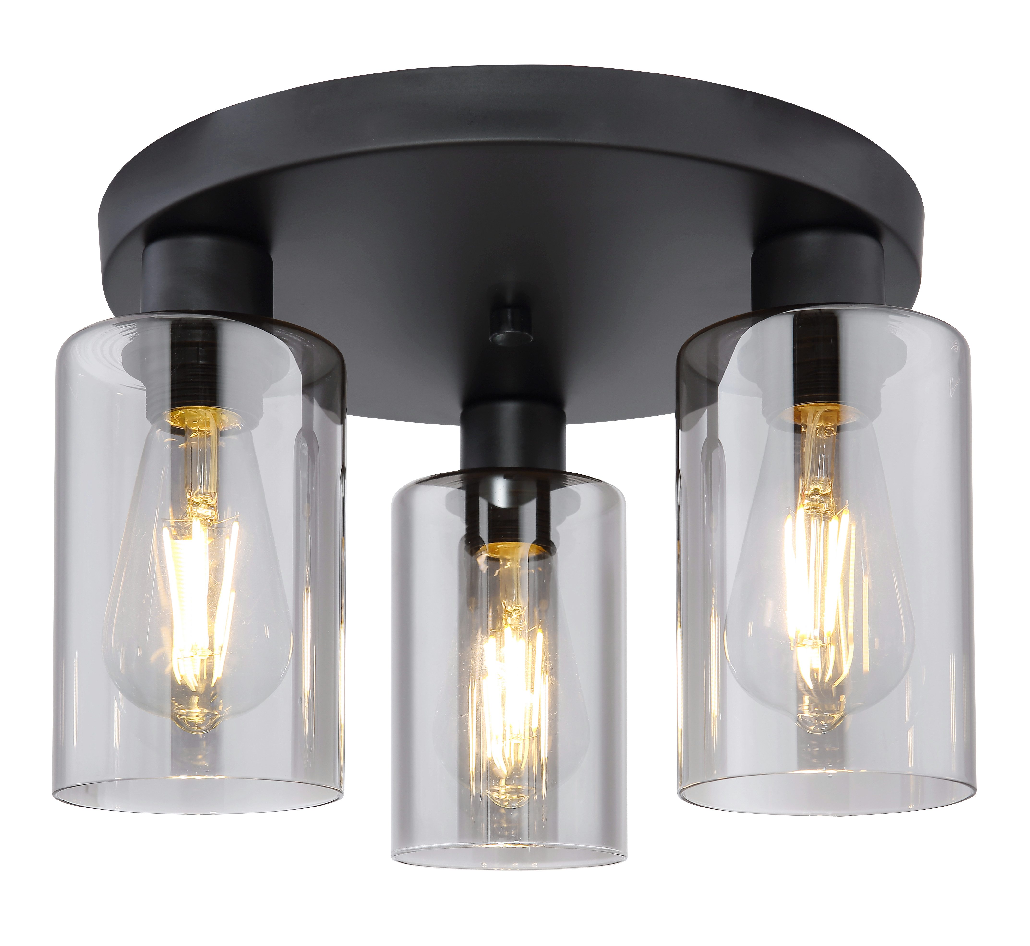 GLOBO LIGHTING Deckenleuchte HADERA, ohne Leuchtmittel, Deckenlampe/Glas ruchfarben/Wohnzimmer/Flur/ø: 340mm
