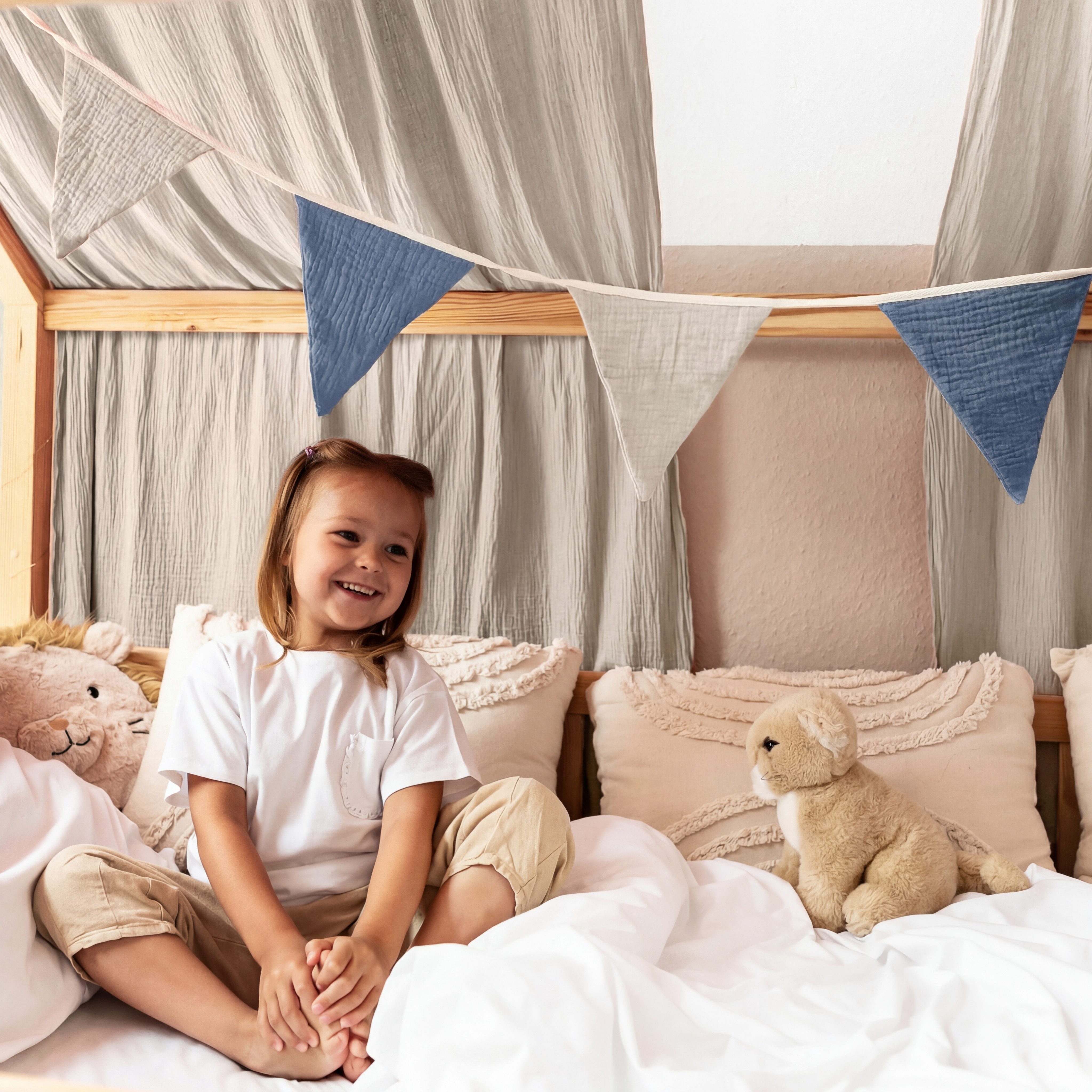 lilimaus Wimpelkette Sternenkette für Kinderzimmer - handgenähte Stoff-Girlande, handgefertigte Stoff-Girlande ca. 300 cm - Wimpel oder Sterne – Bild 5 von 5