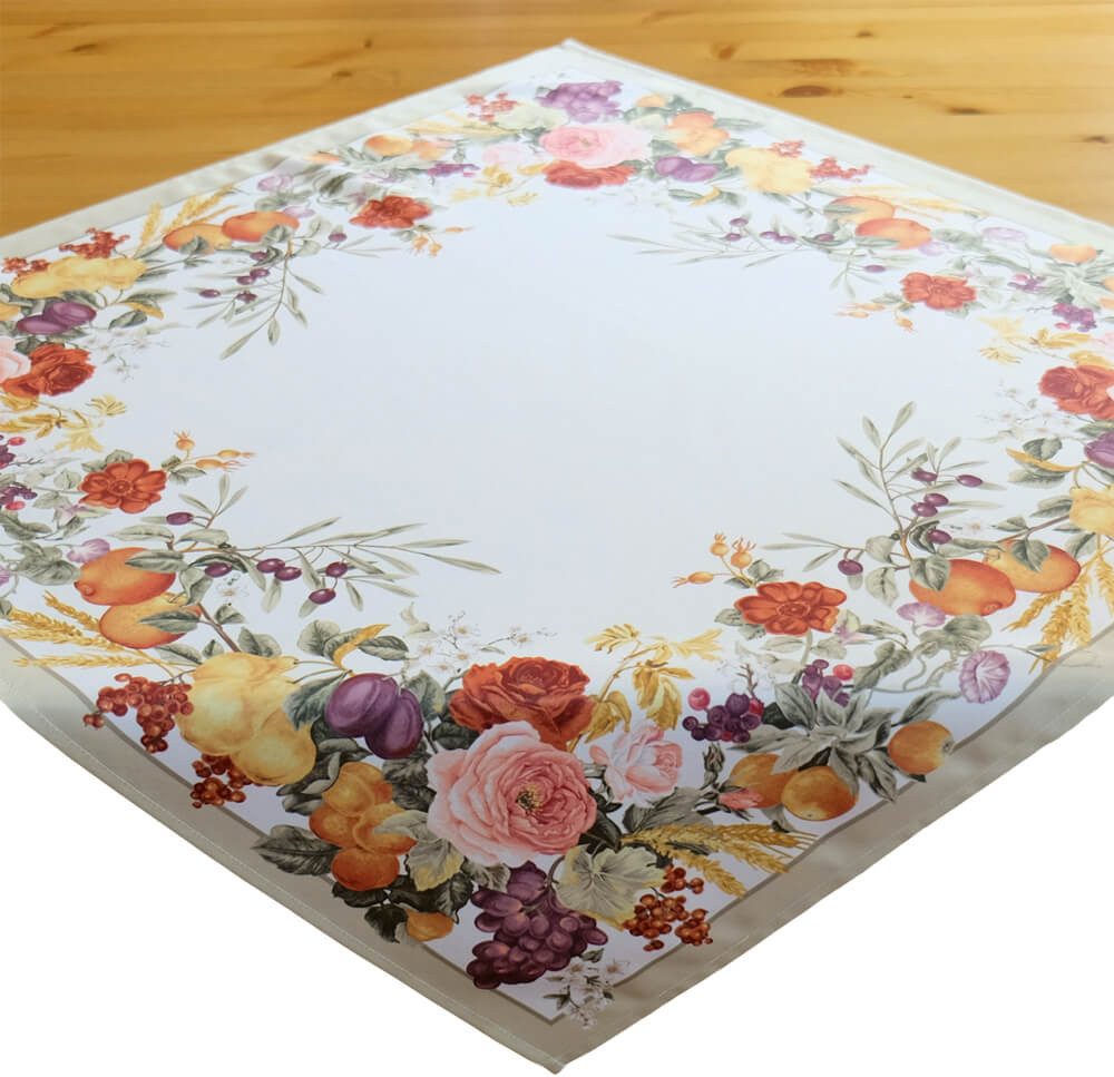 matches21 HOME & HOBBY Tischdecke Mitteldecke herbstliche Rosen Druck bunt 85x85 cm (1-tlg)