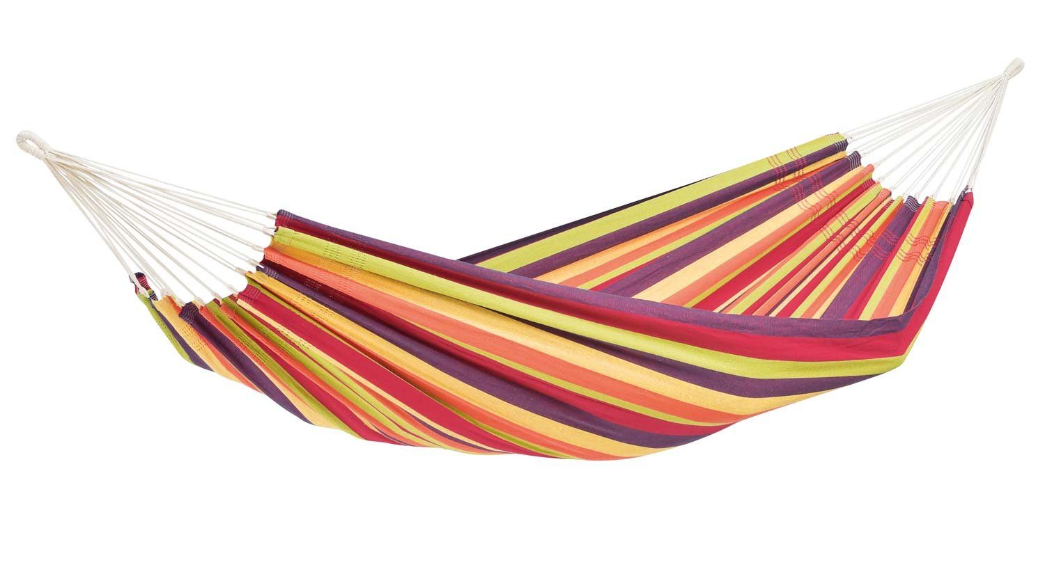 Amazonas Hängematte Lambada - Bunte brasilianische Hängematte in Größe L (Liegefläche 210x140 cm, Belastbar bis 150 kg), Handgefertigt, aus recycelten Materialien