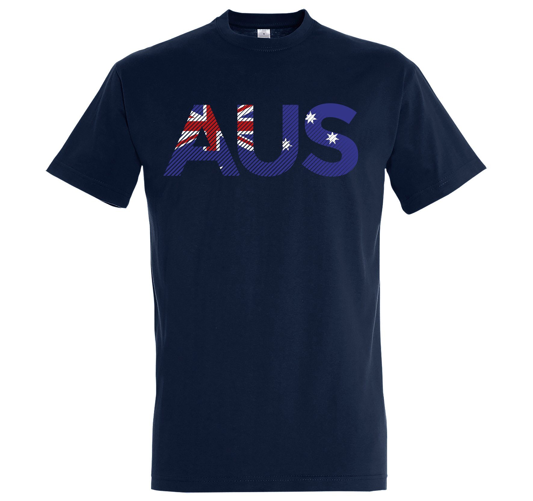 Youth Designz T-Shirt Australien Herren T-Shirt im Fußball Look mit Trendigem Frontdruck Navy