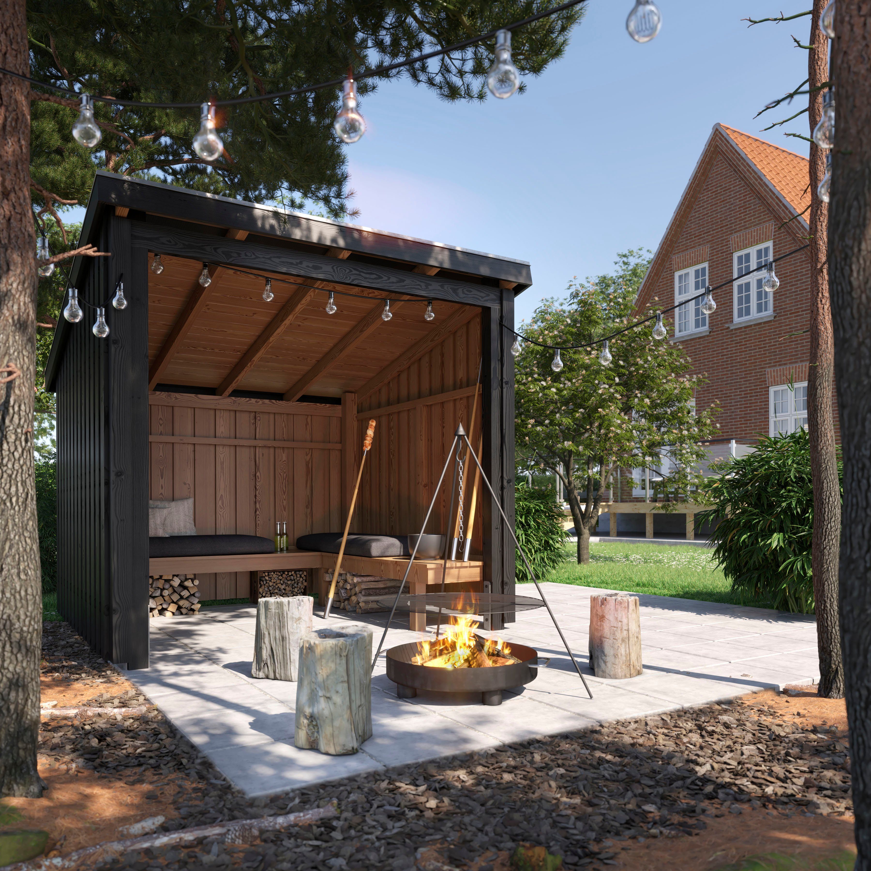 PLUS Gartenhaus Nordic, BxT: 218x229 cm, (Packung), Grillhütte - 5 m²,  inkl. Dachpappe/Aluleisten/H-Füße