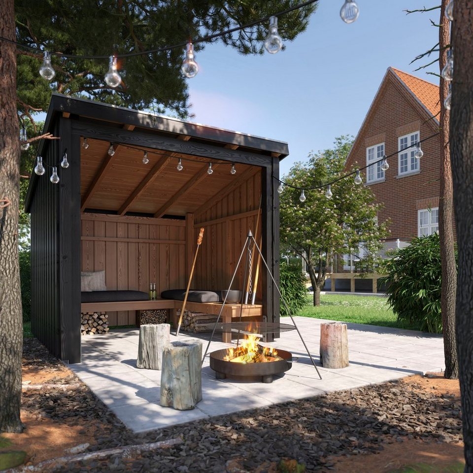 PLUS Gartenhaus Nordic, BxT: 218x229 cm, (Packung), Grillhütte - 5 m²,  inkl. Dachpappe/Aluleisten/H-Füße