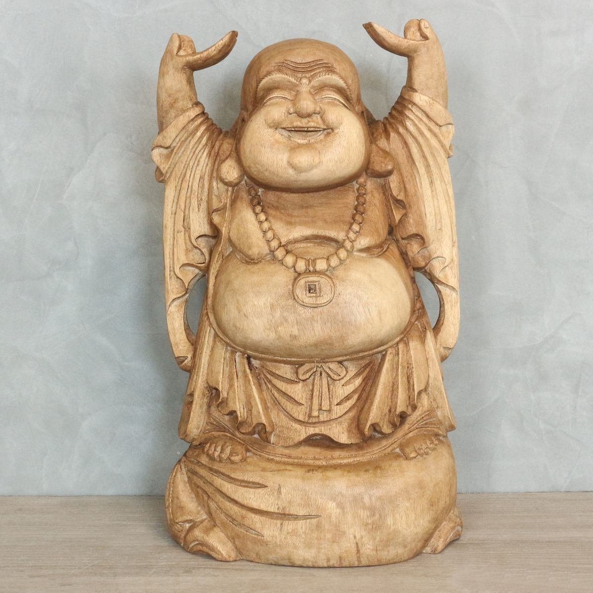 im (1 Ursprungsland traditionelle Buddha cm Dekofigur St), Handarbeit Happy Galerie in Massiv Oriental 50 Herstellung Holzfigur