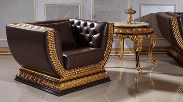 Casa Padrino Beistelltisch Luxus Barock Beistelltisch Weiß / Dunkelbraun / Gold - Prunkvoller Massivholz Tisch im Barockstil - Barock Möbel - Edel & Prunkvoll